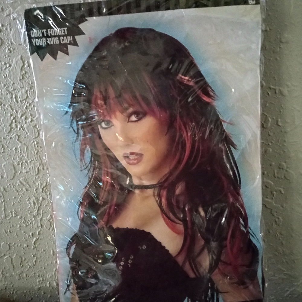 Black and Red Costume Wig